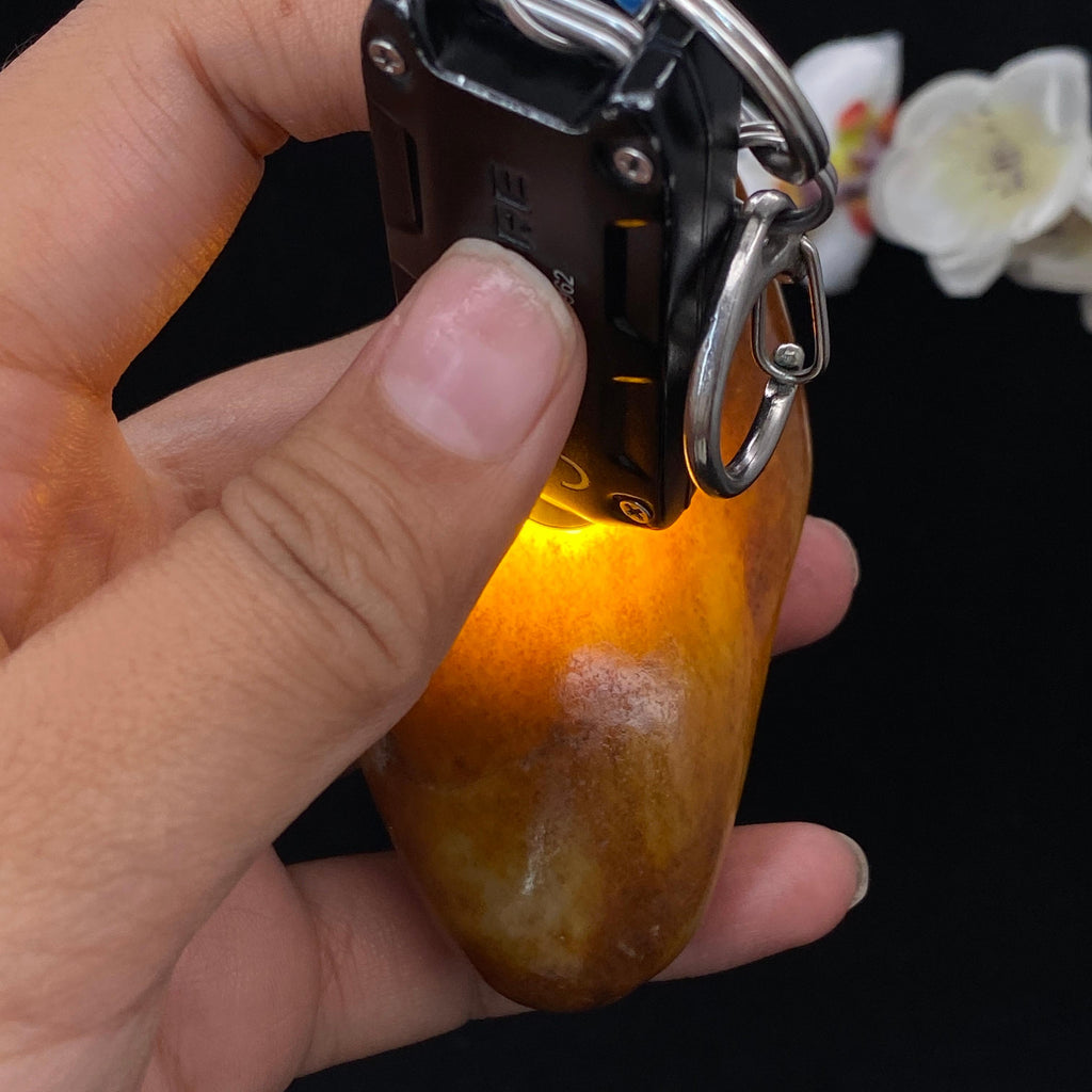 和田玉黄沁皮籽料手把件（167.8g）