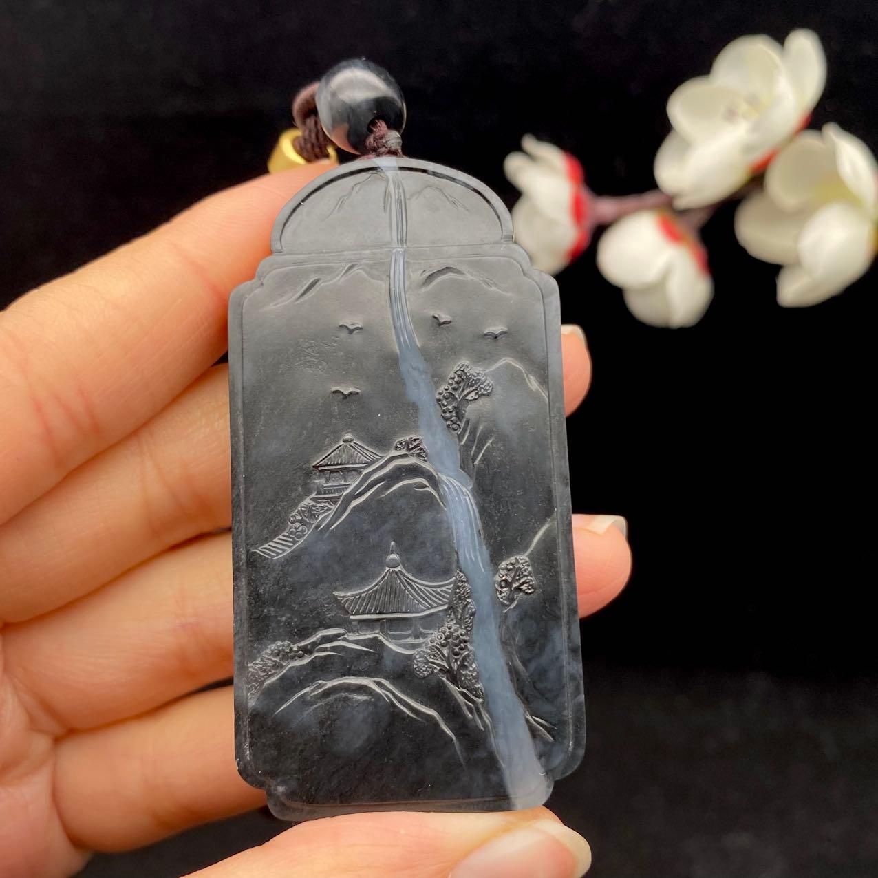 和田玉青花籽料【山水牌】（59.6g）