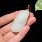 和田玉籽料洒金皮吉象如意挂件（33.3g）