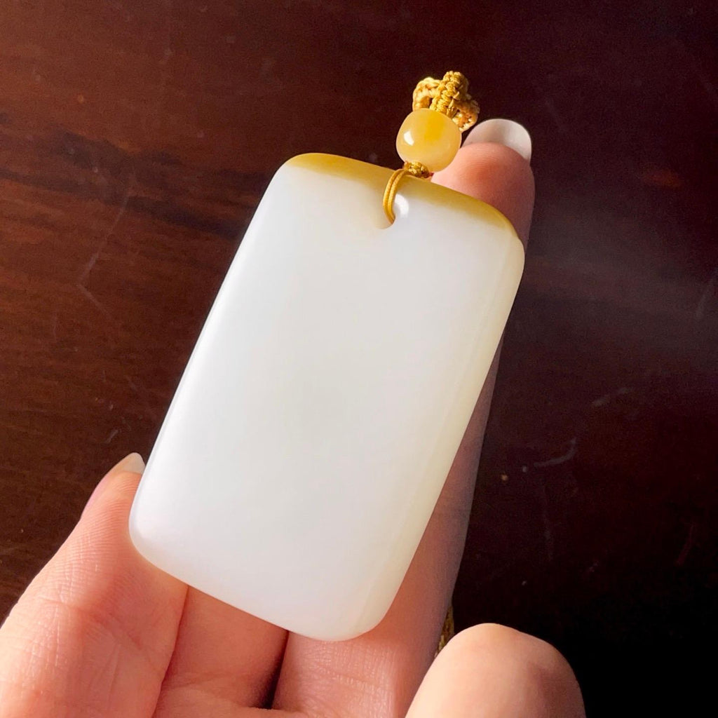 糖羊脂白玉平安无事牌挂件（65.8g）