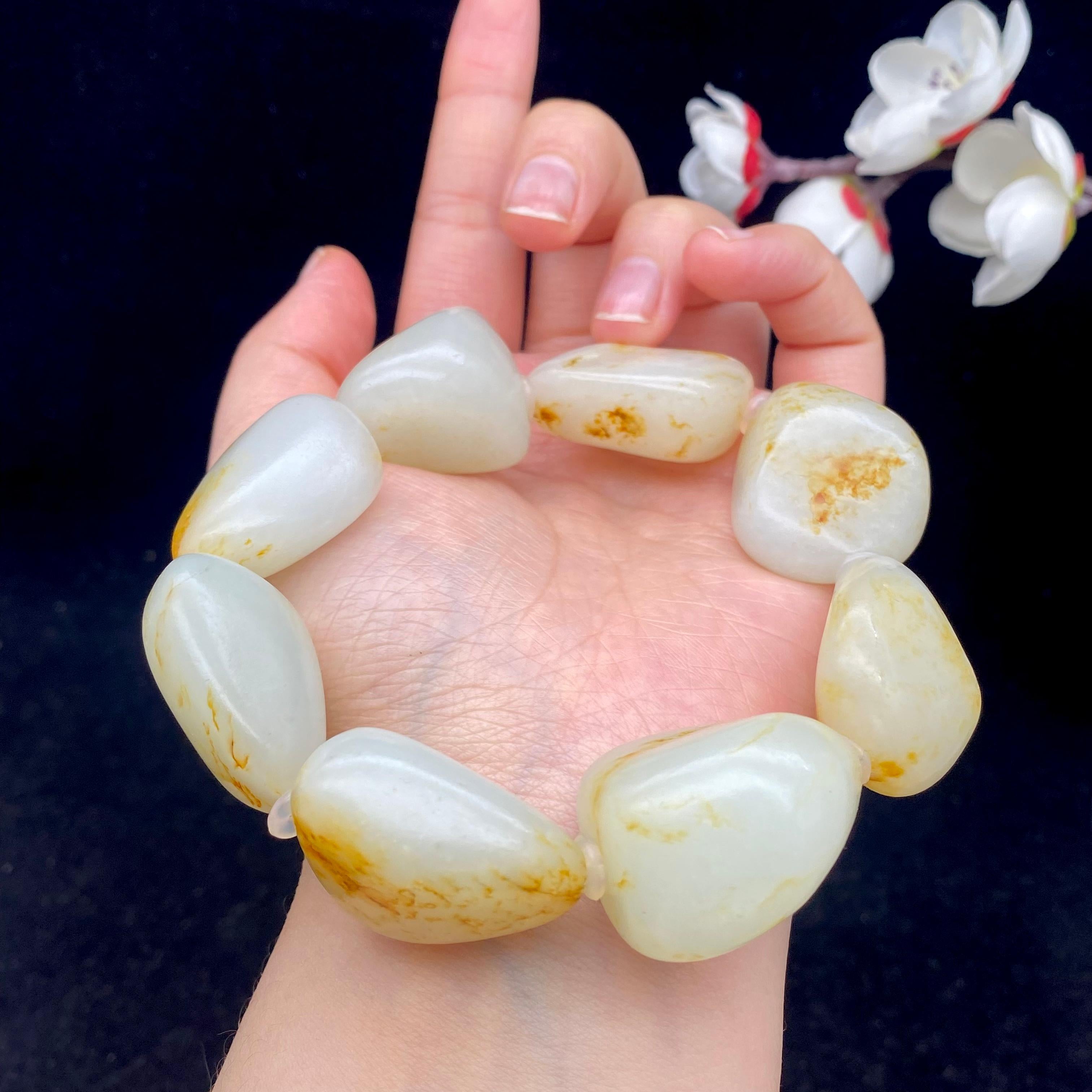 和田玉洒金皮籽料【精品手串】（144.4g）