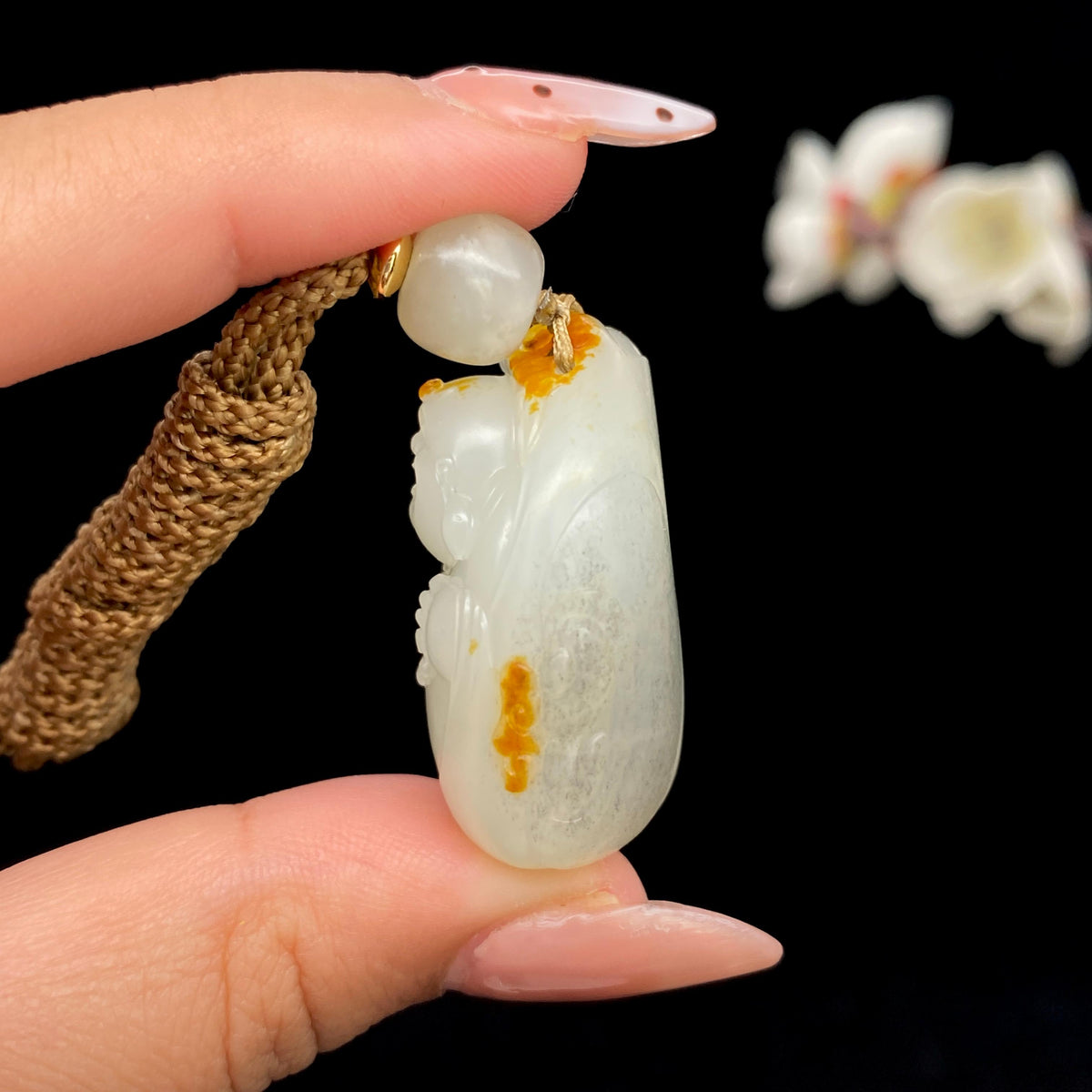 和田玉青花籽料【佛公】挂件（34g）