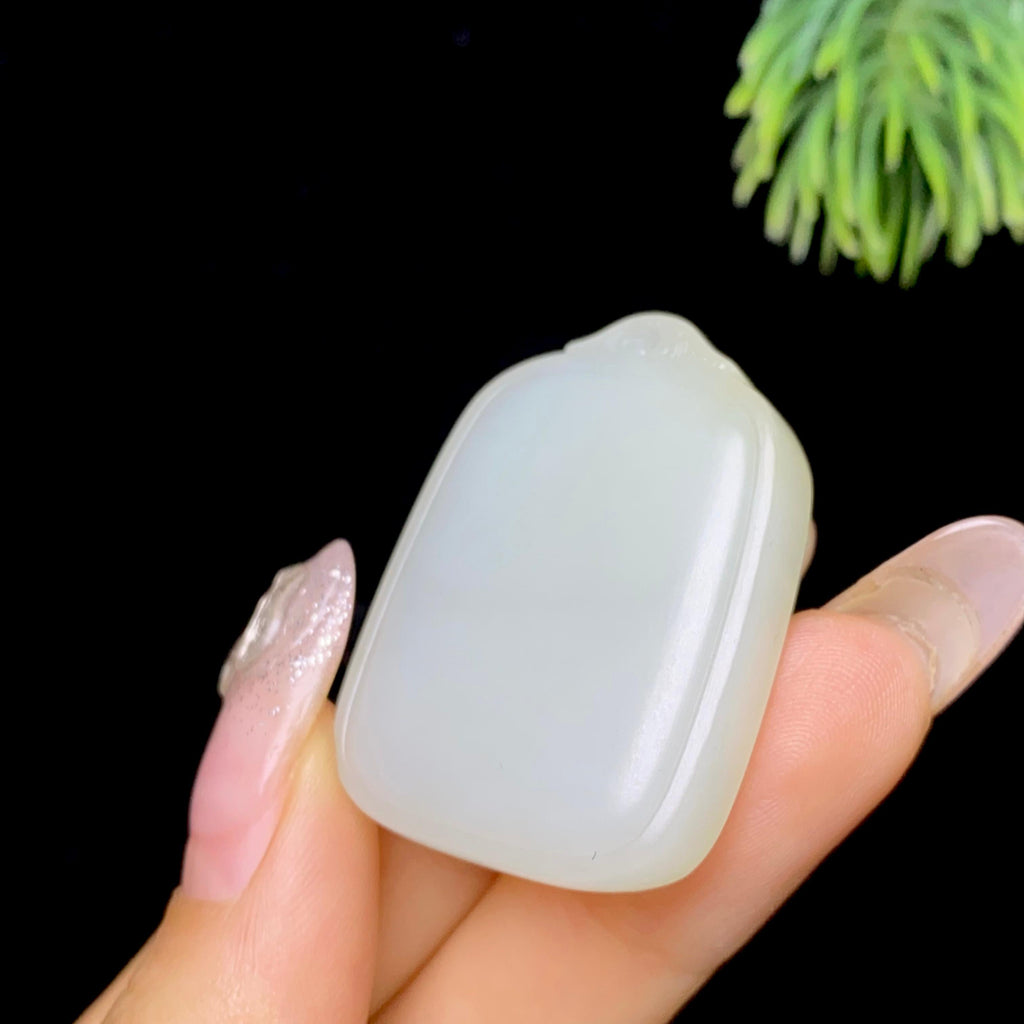 和田玉糖白无事牌（19.2g）