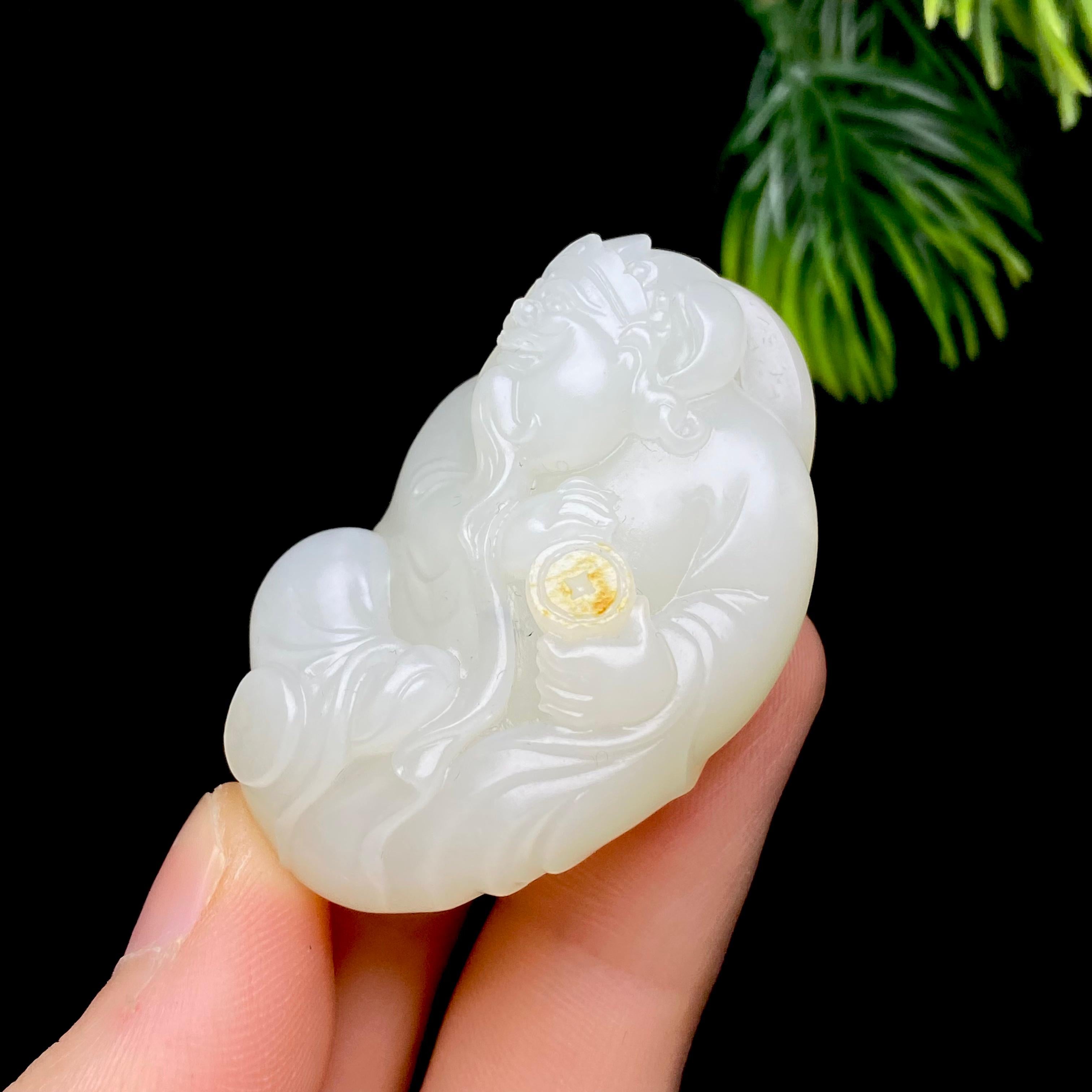 和田玉籽料财神（37.2g）