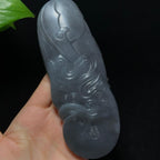 收藏传承级和田籽料青花御龙关公手把件（300.0g）