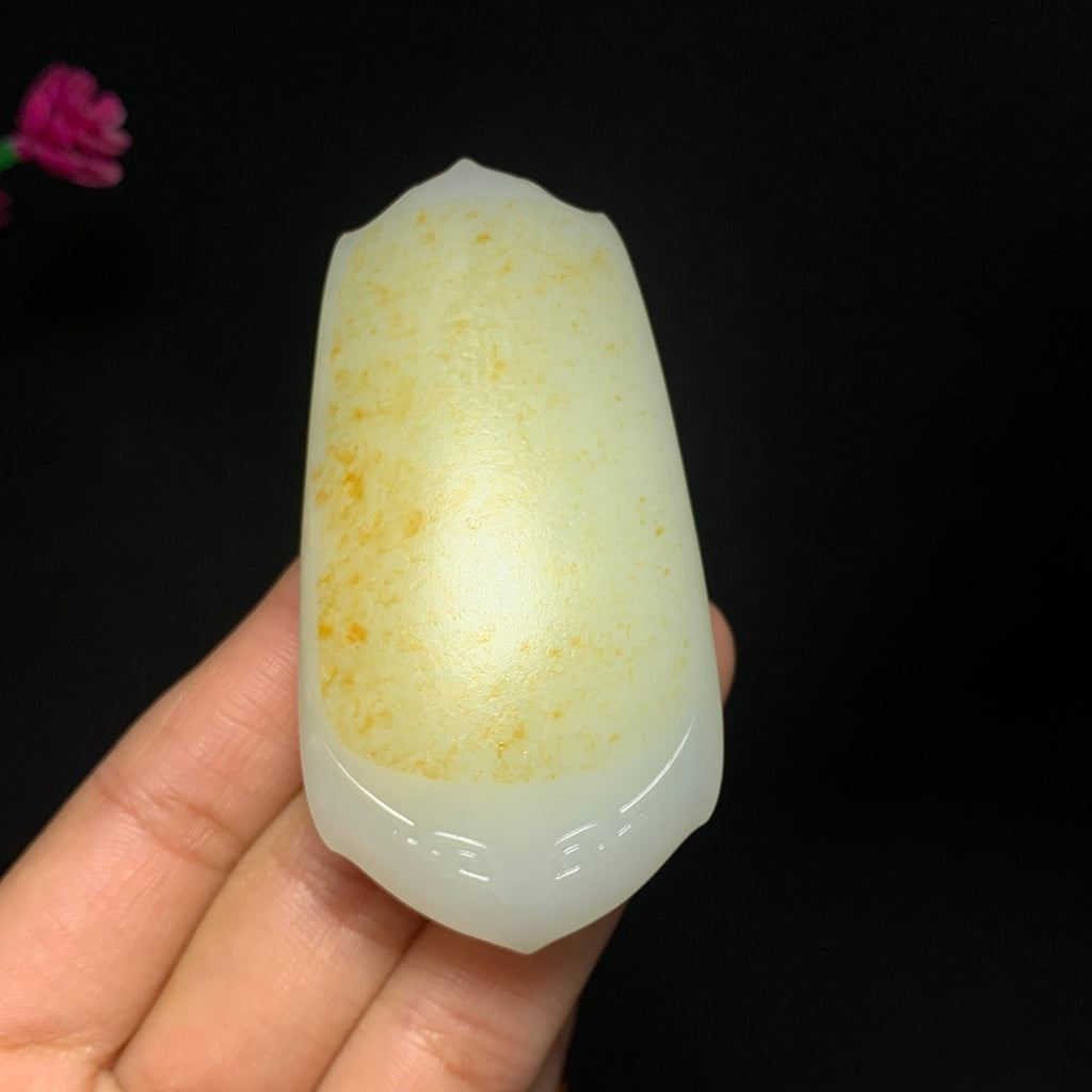 传世之宝和田玉籽料满洒金皮平安无事牌（76.5g）