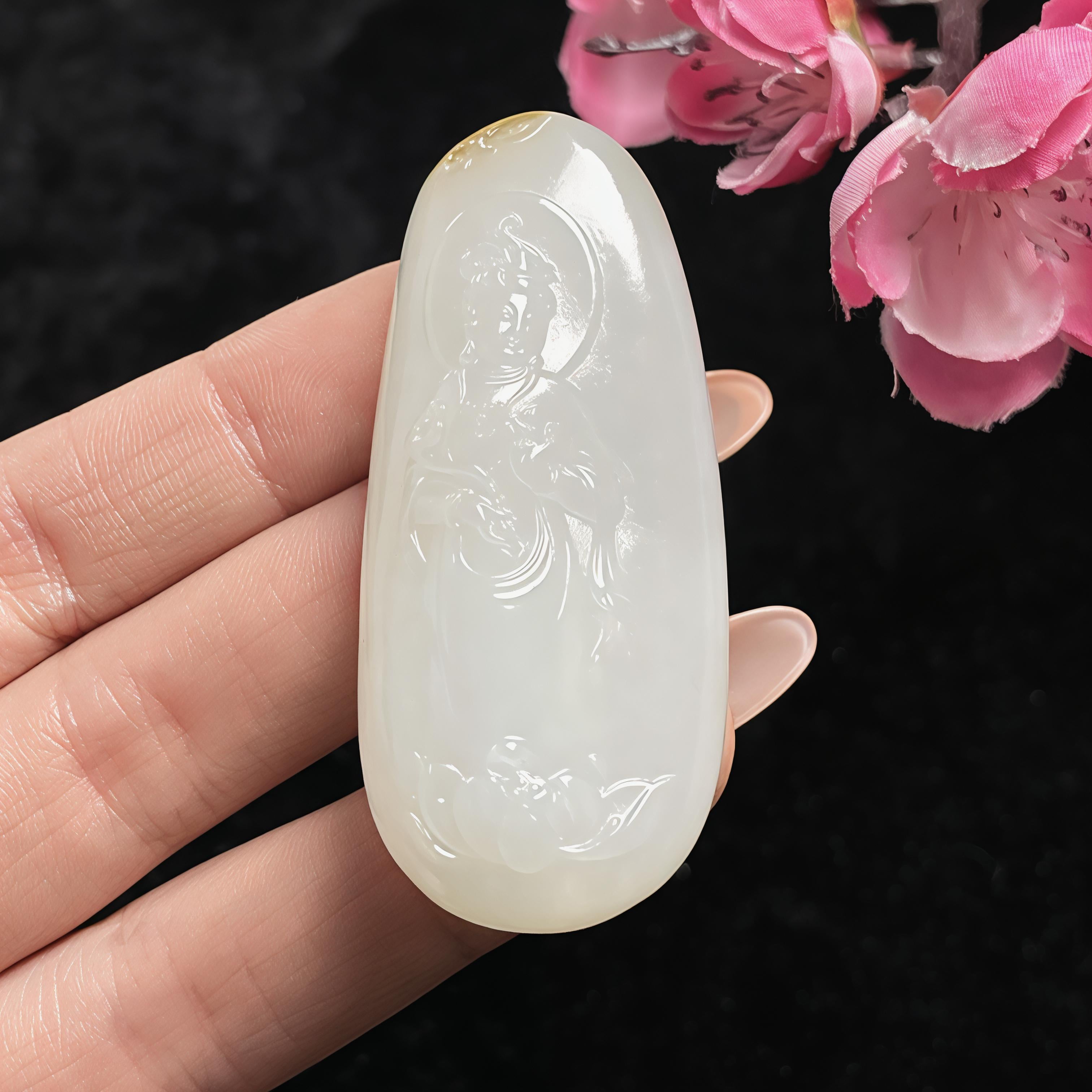 和田且末料糖白观音挂件（33.0g）