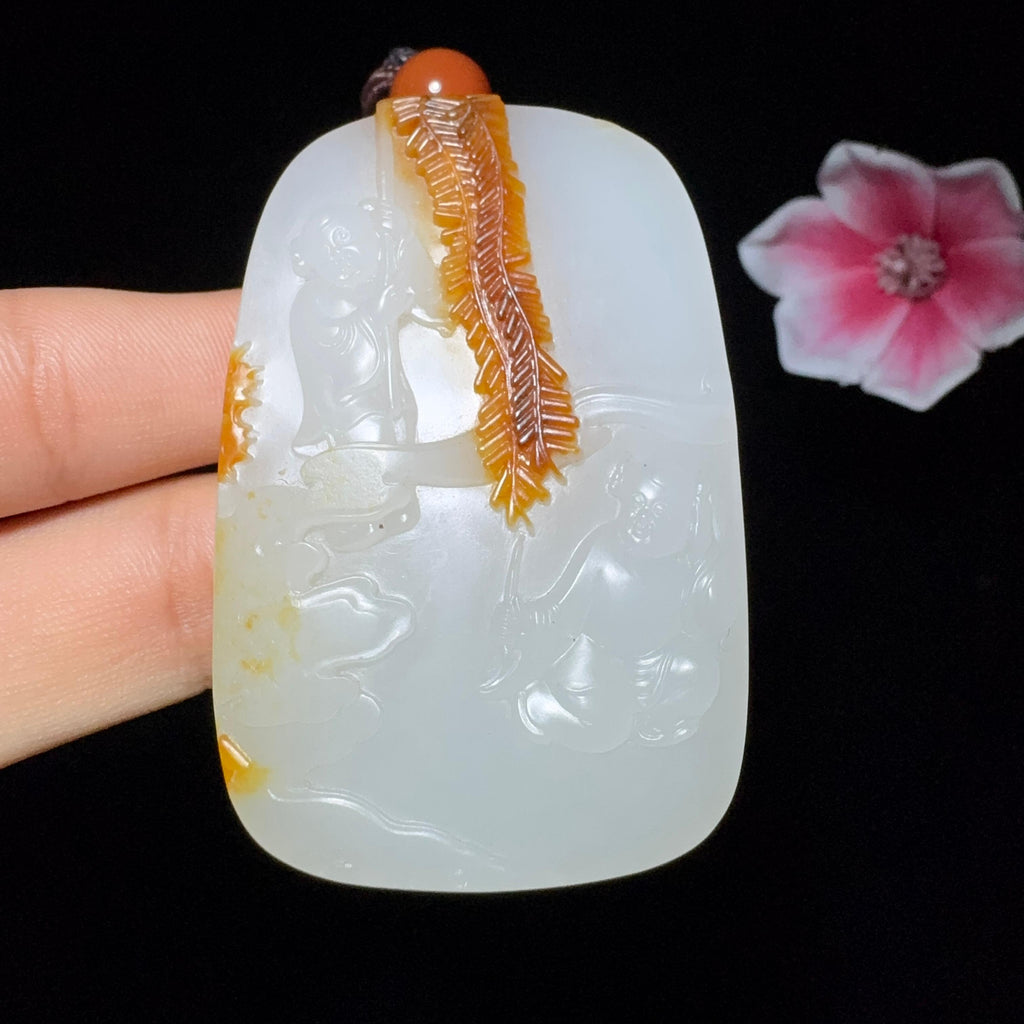 和田玉籽料双童启瑞（71.7g）