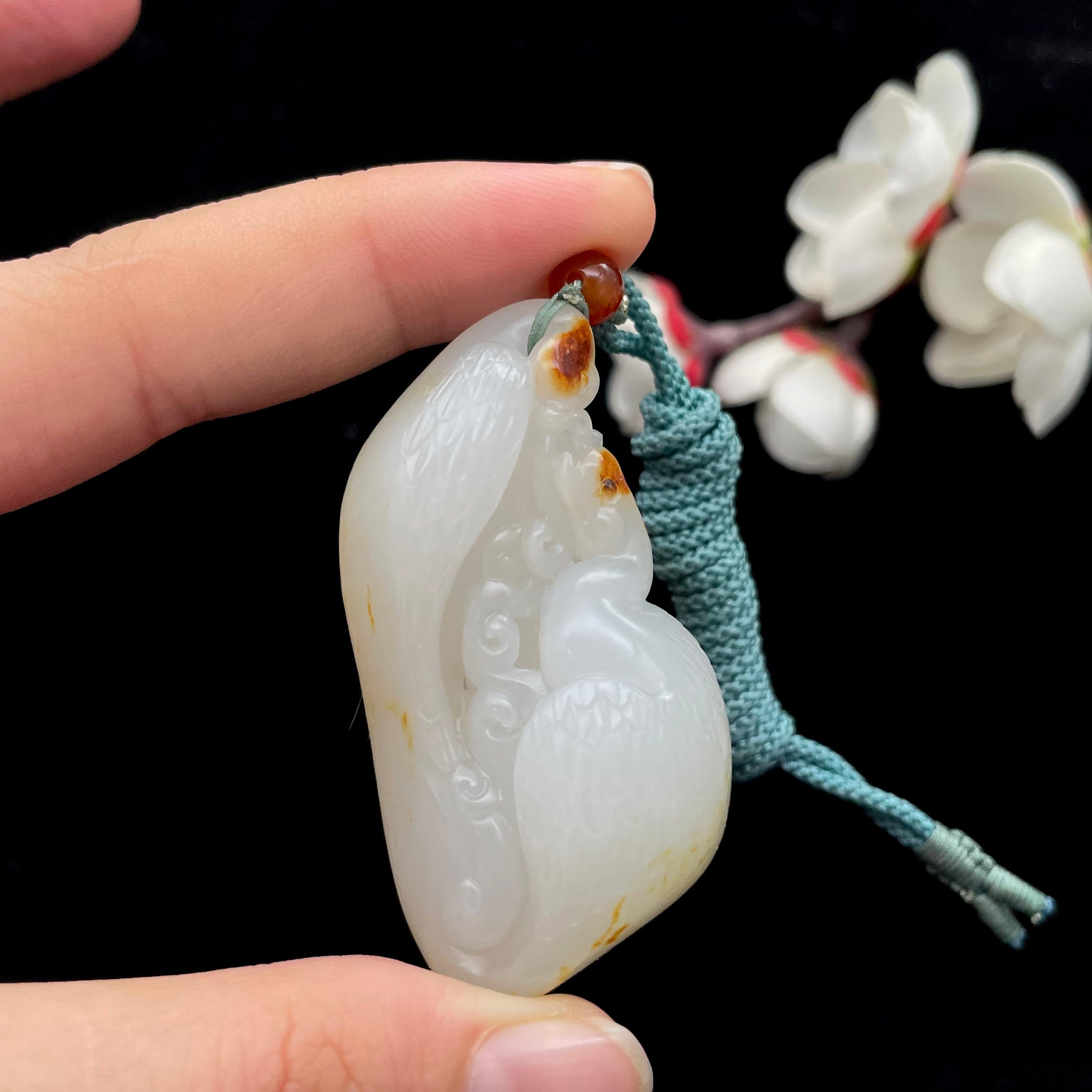 和田玉洒金皮籽料【鹅如意】挂件（40.9g）