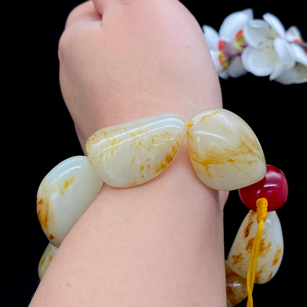 和田玉洒金皮【精品男士手串】（148.4g）