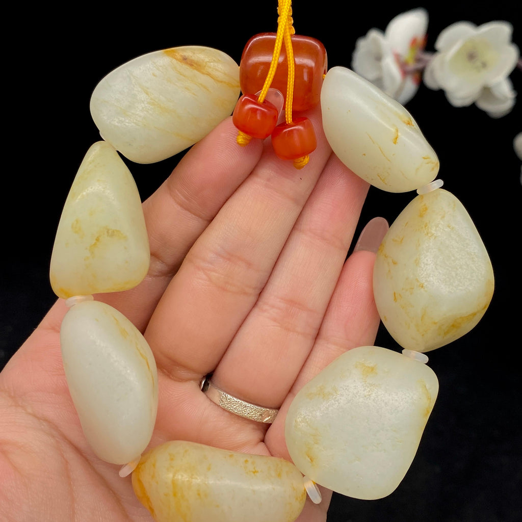 和田玉洒金皮籽料【精品手串】（118.5g）