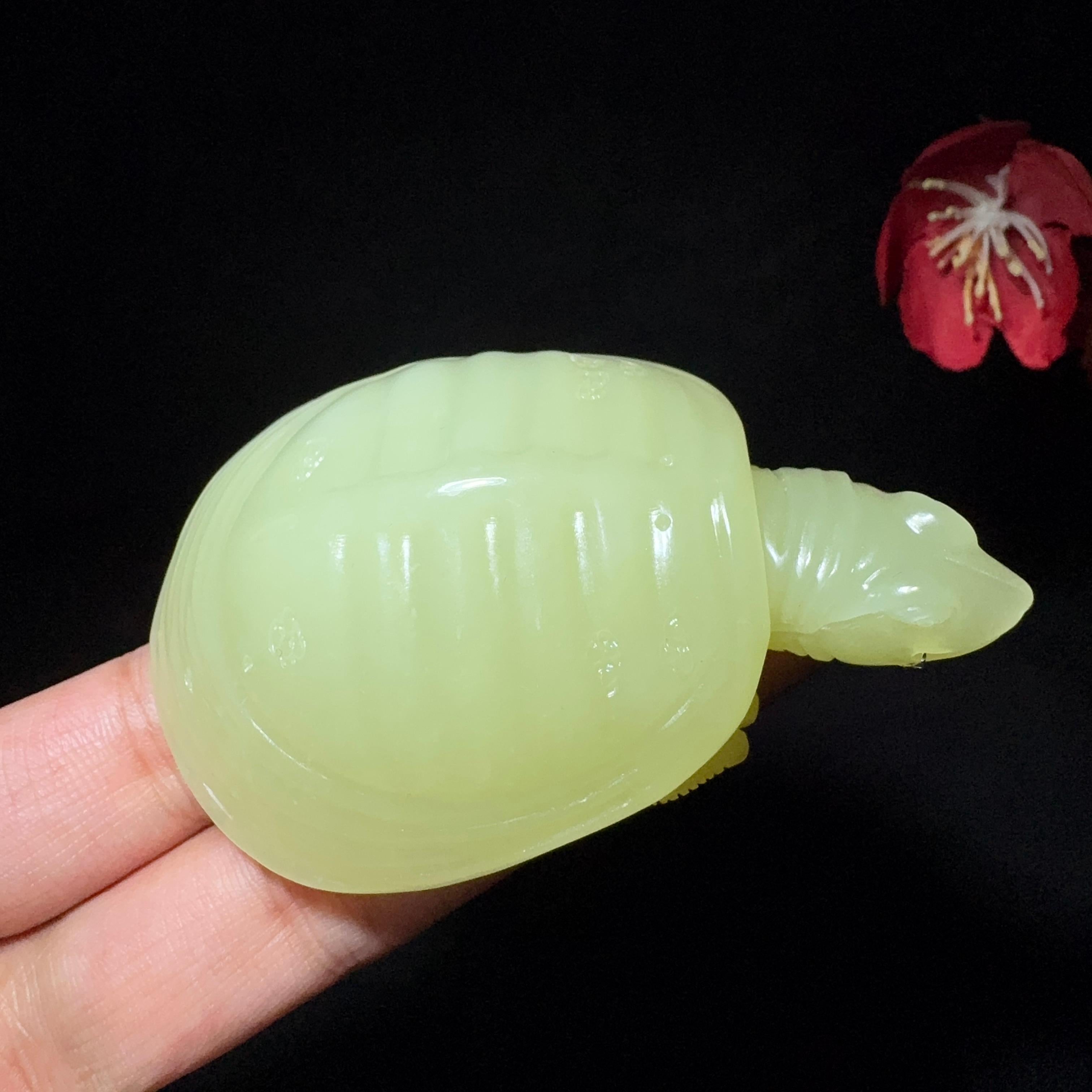 和田玉黄口龟手把件（78.7g）