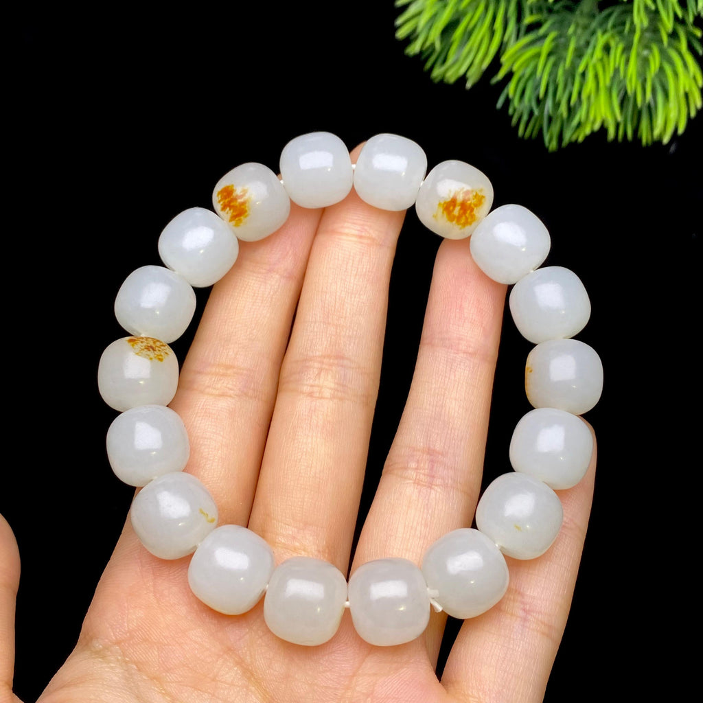 和田玉籽料老型珠手串（51.4g）