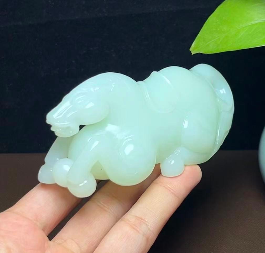 和田羊脂玉生肖马马到成功手把件摆件（247.1g）