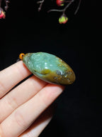 和田玉籽料沙枣青佛公挂件（23.2g）