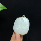 珍藏品和田籽料洒金皮白玉文殊菩萨挂件（50.0g）