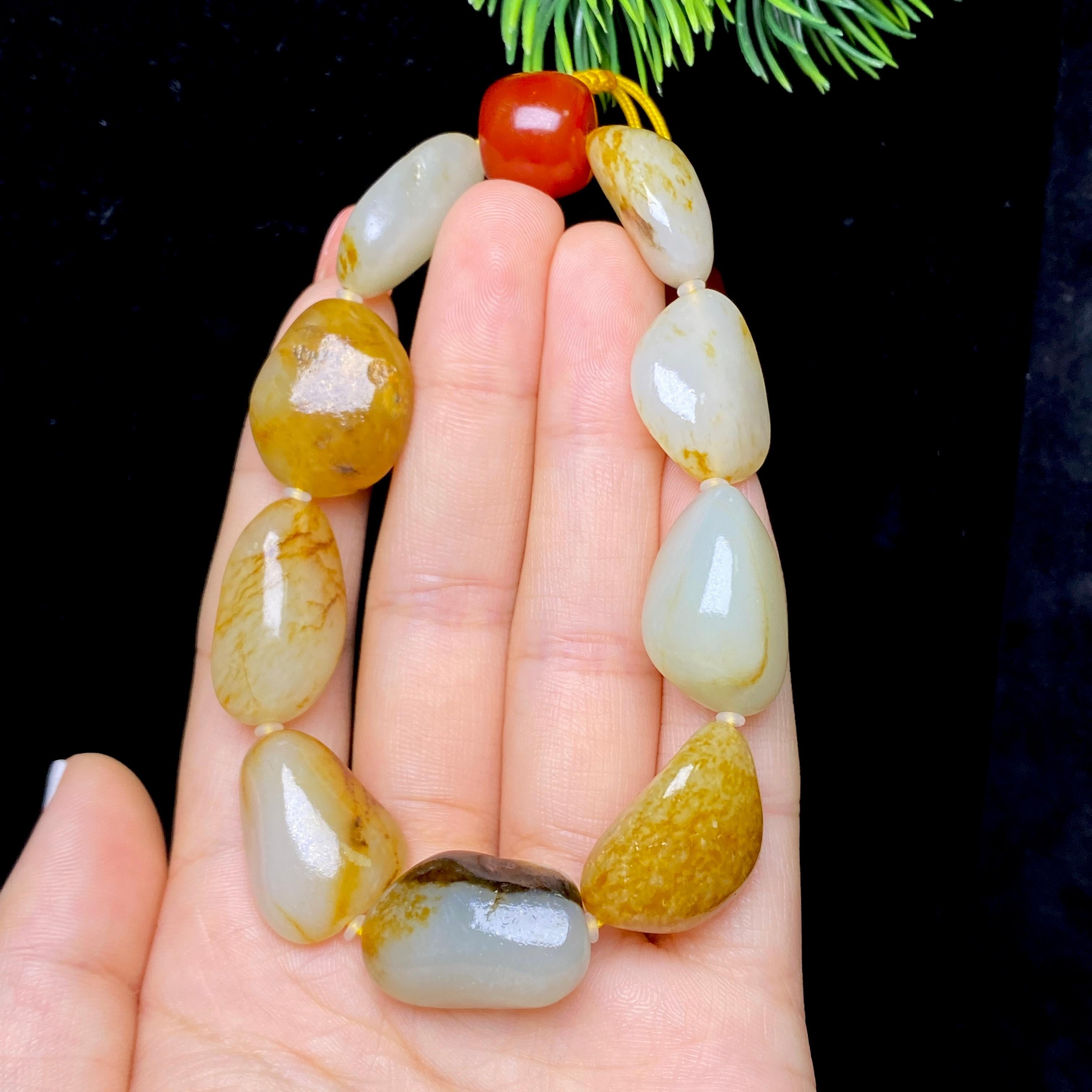 和田玉洒金皮籽料手串（51.1g）