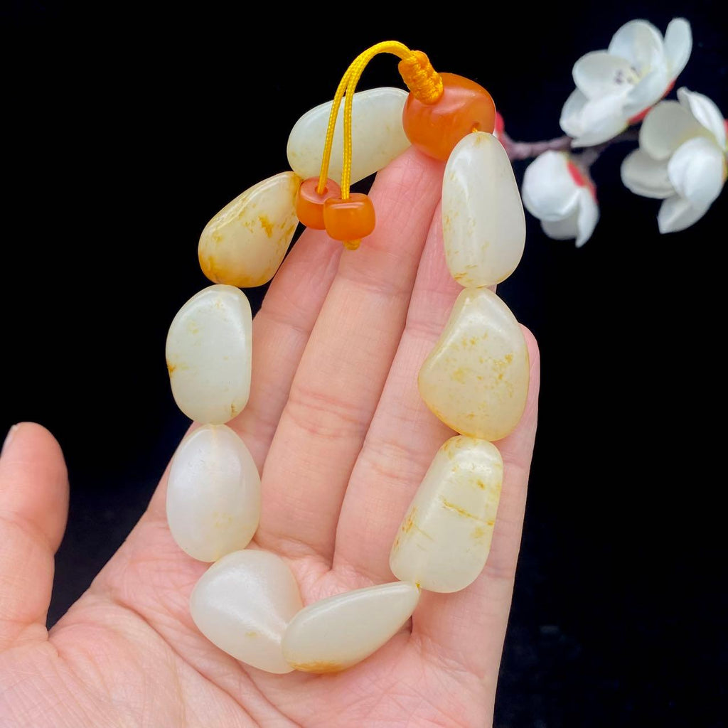 和田玉洒金皮籽料【精品手串】（46.2g）