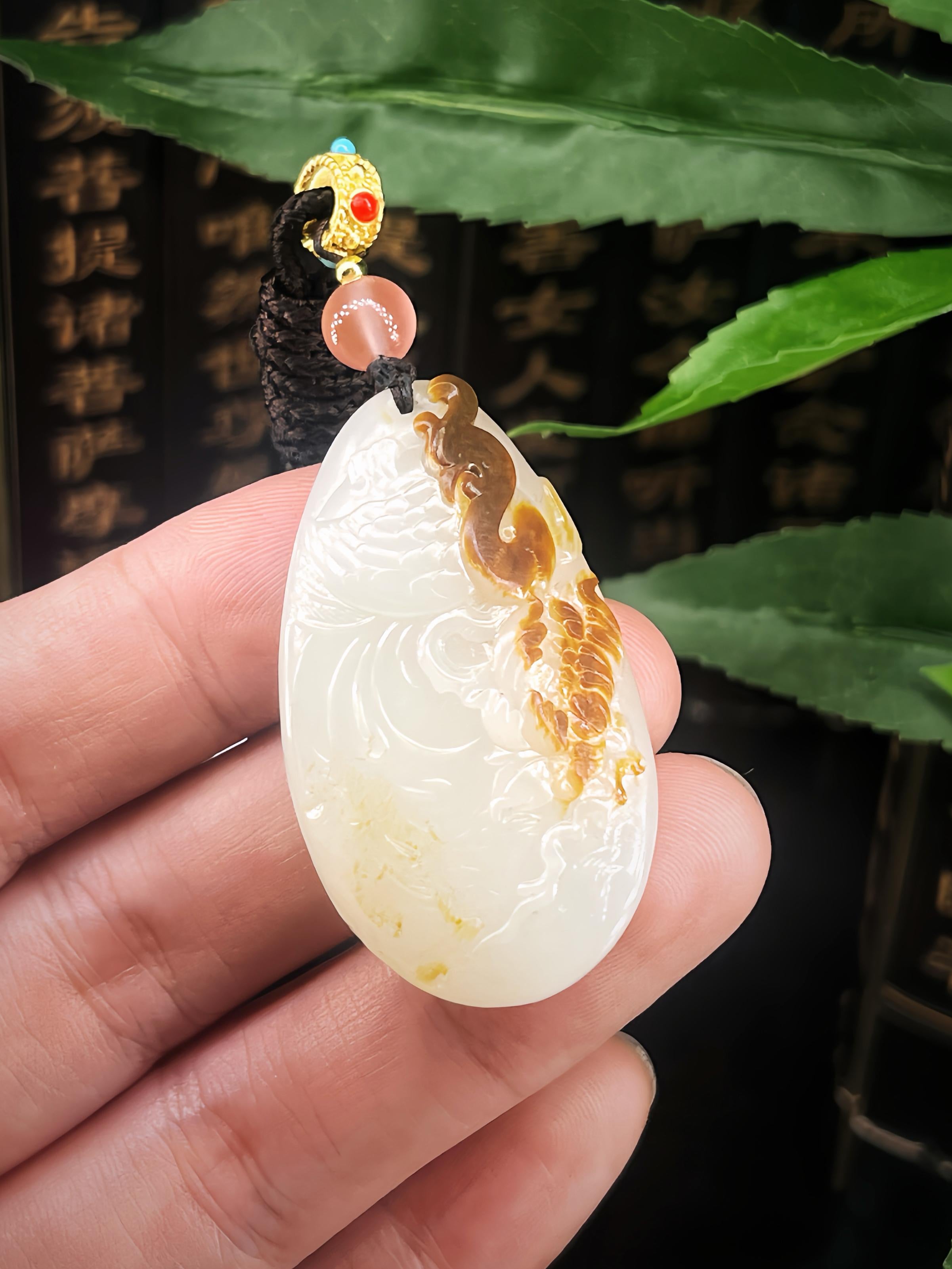 和田玉籽料凤凰挂件（20.5g）