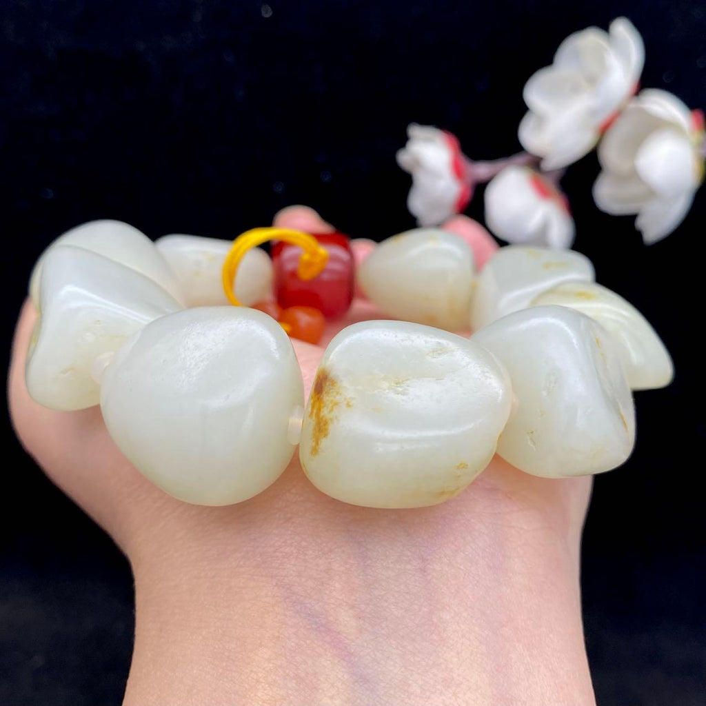 和田玉洒金皮籽料【精品手串】（125.1g）