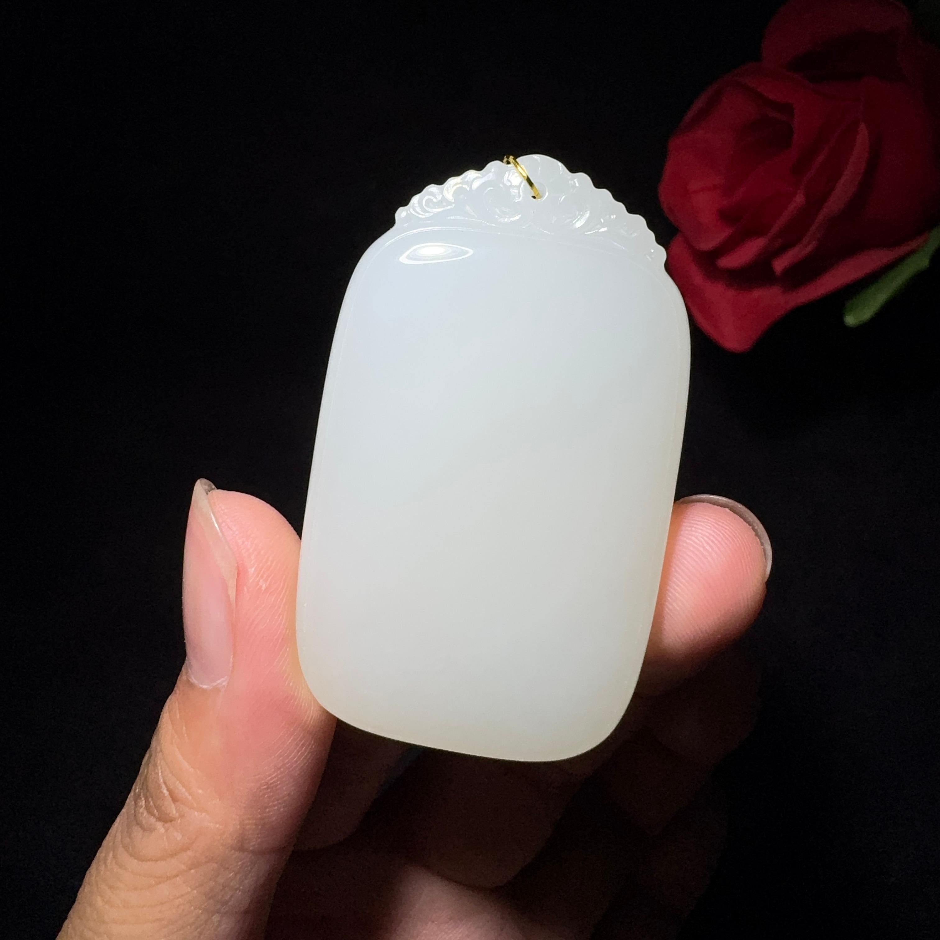 和田玉白玉平安无事牌（38.7g）