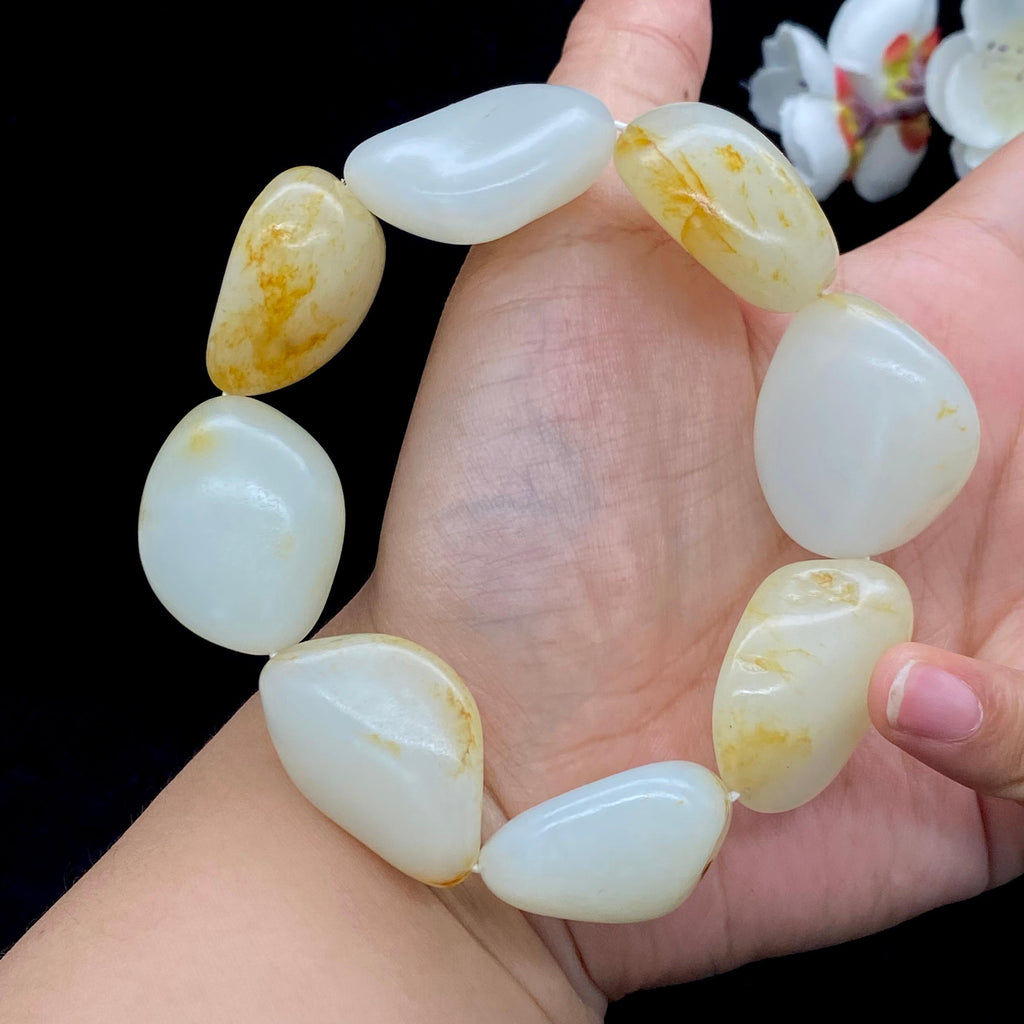和田玉洒金皮籽料【精品男士手串】（146.4g）