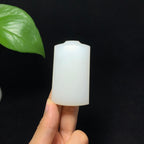 毕业级和田山料羊脂白玉无事牌挂件（73.5g）
