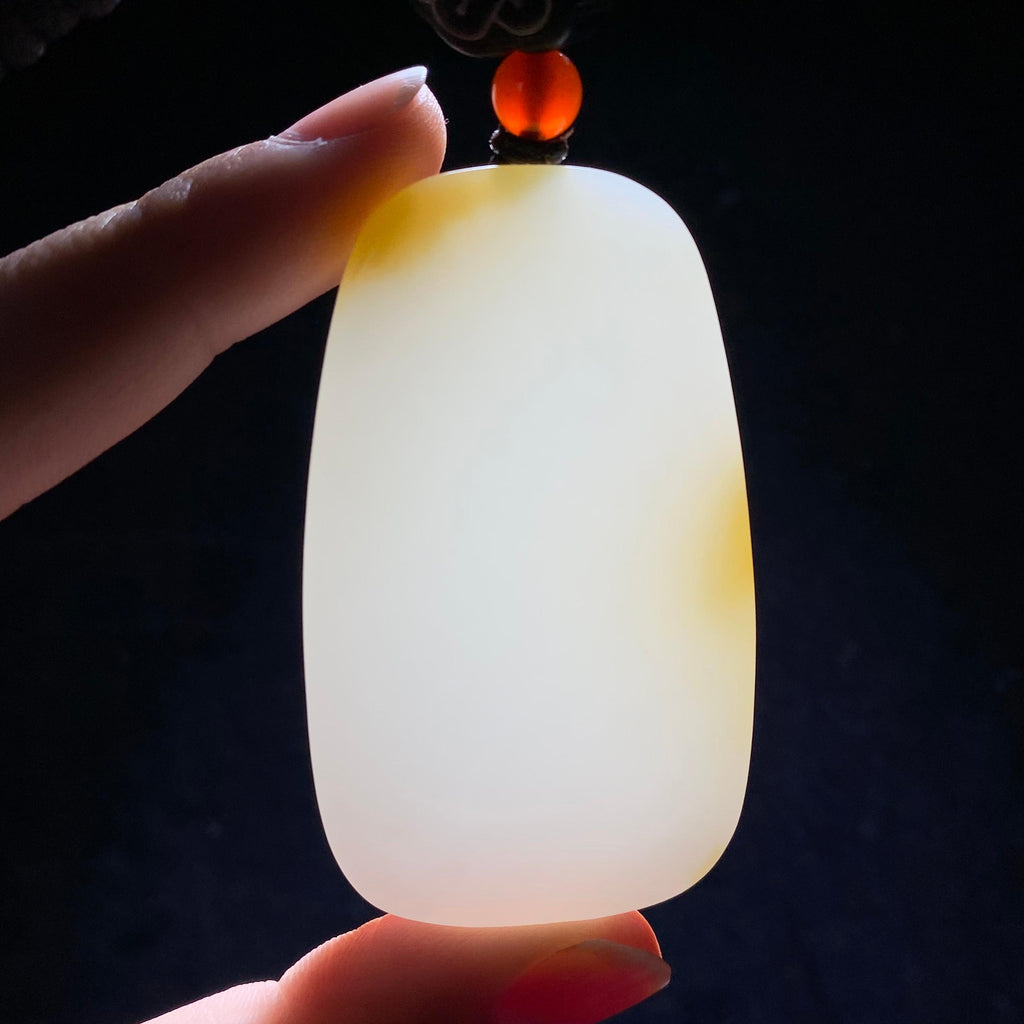 和田玉糖白无事牌（45.6g）