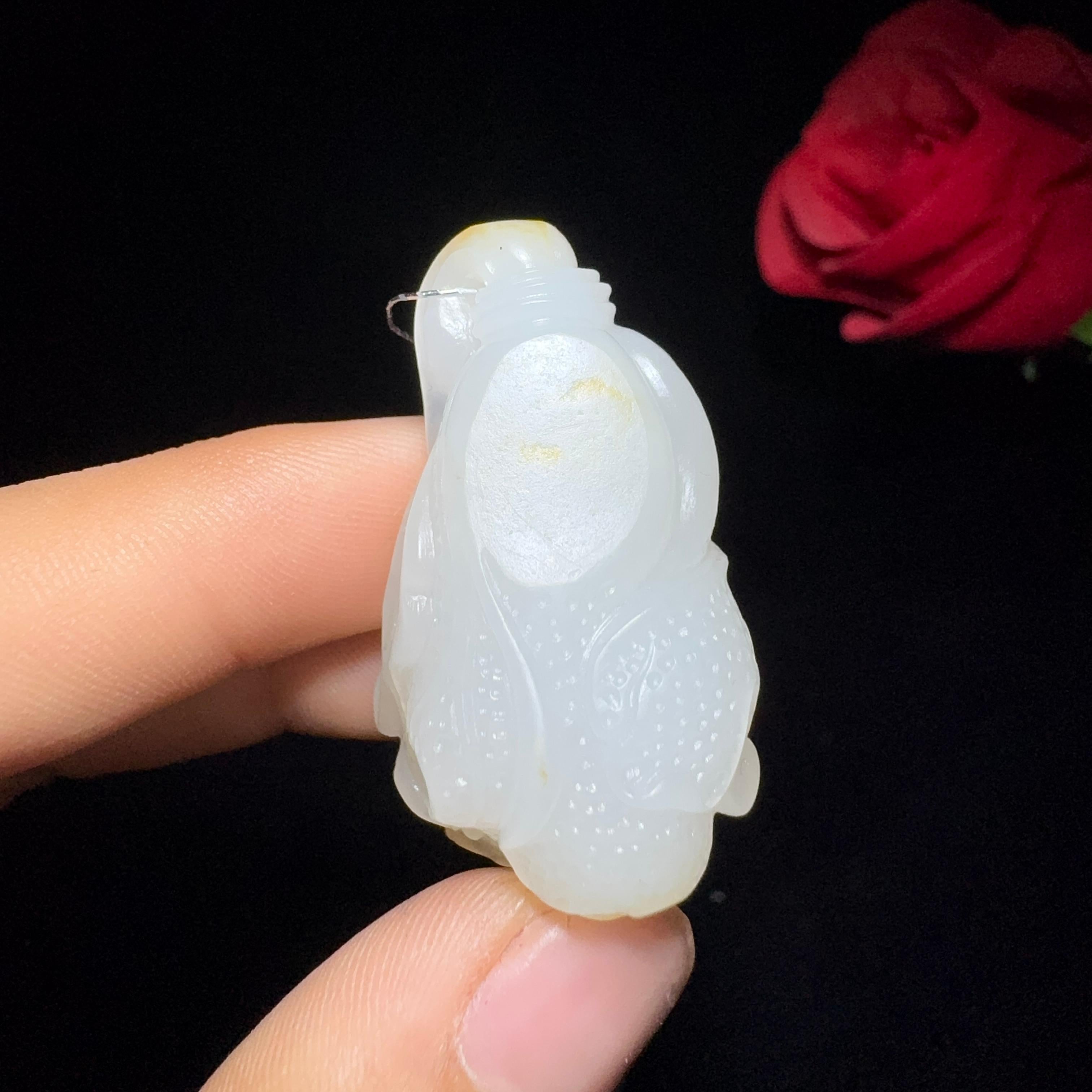 和田玉籽料玉白菜挂件（22.5g）