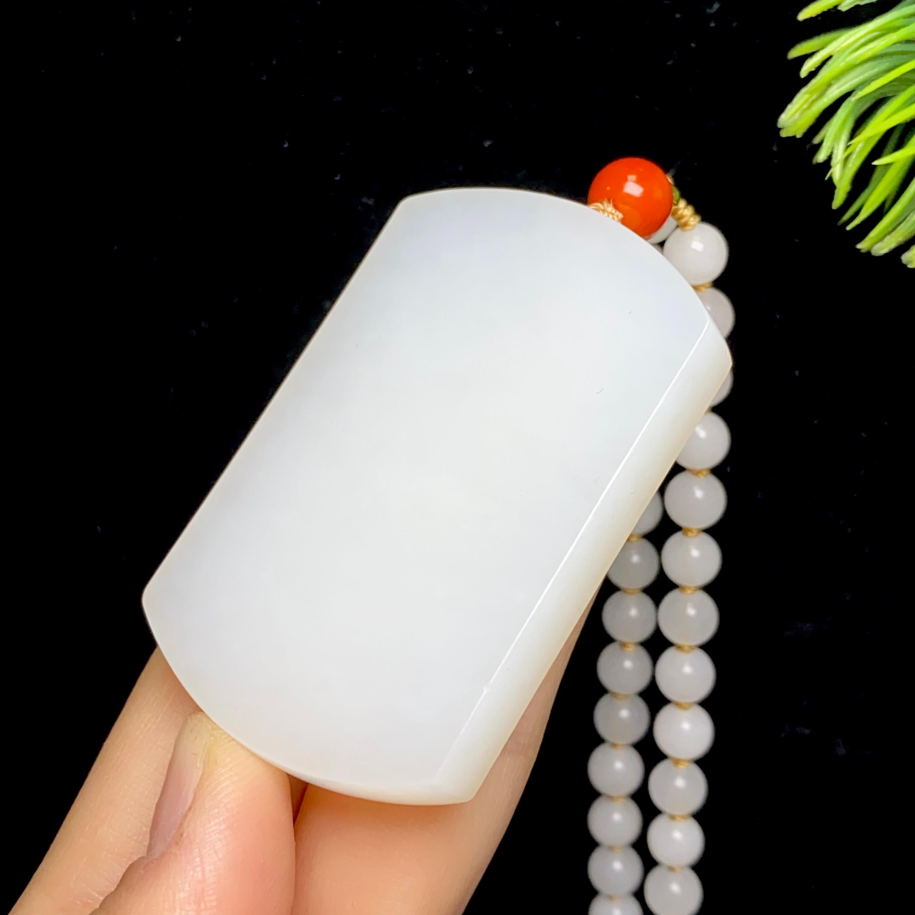 和田玉白玉无事牌（48.9g）