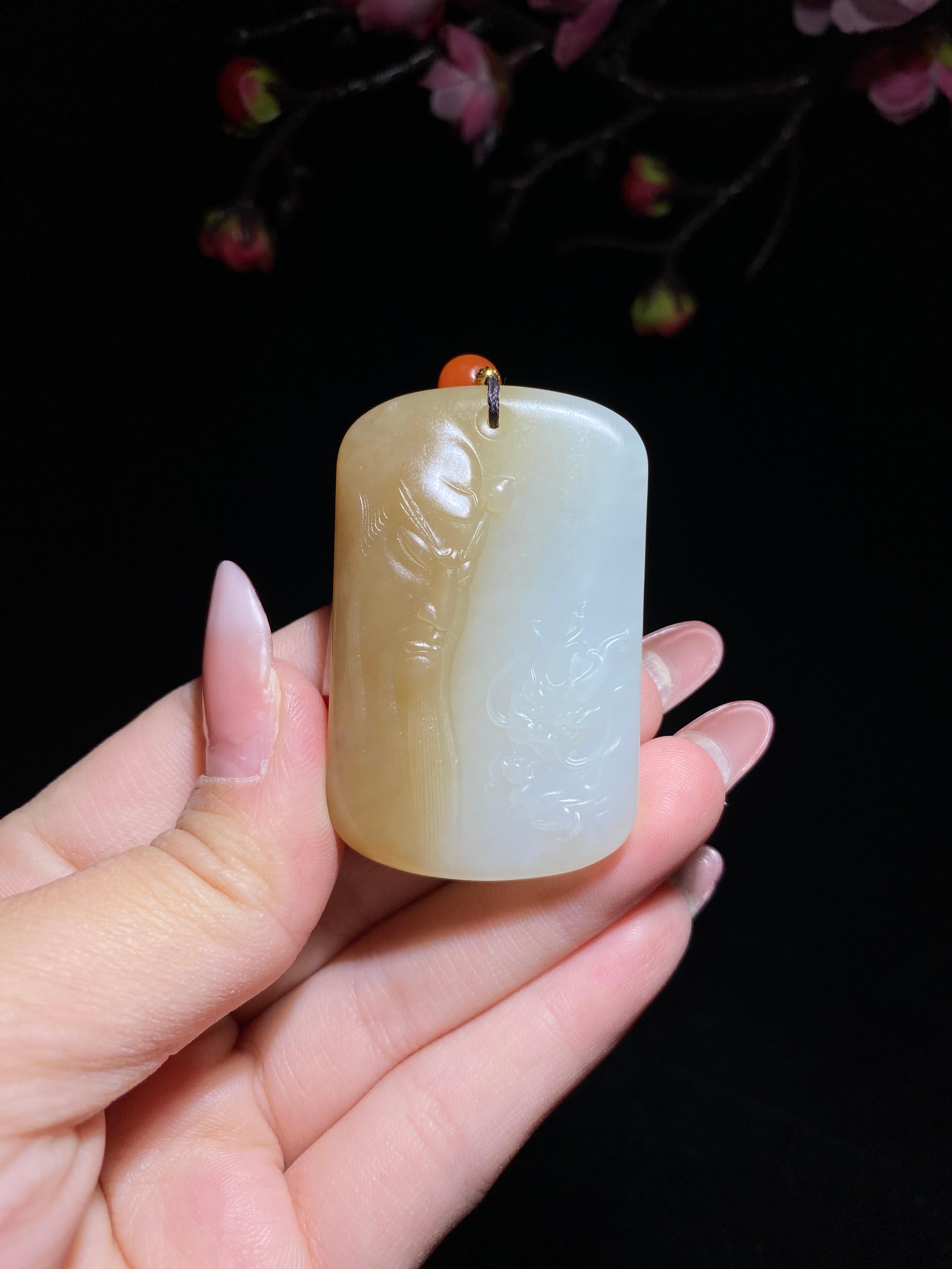 和田玉糖白玉关公挂件（39.2g）