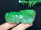 和田玉碧玉特色三色料龙龟手把件（82.4g）