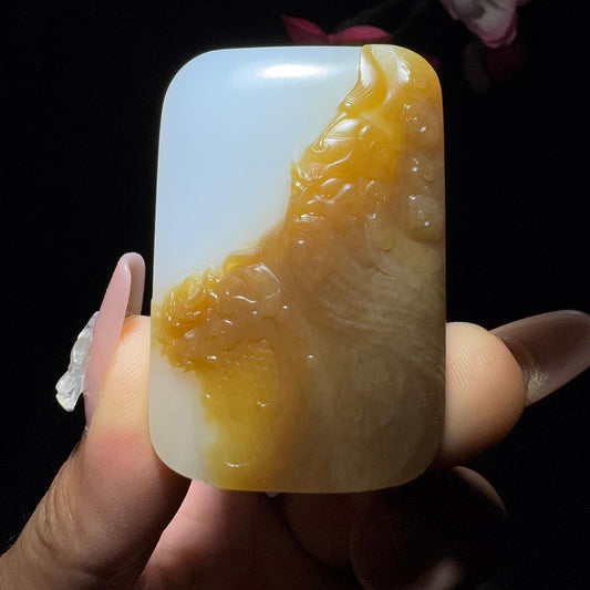和田玉糖白玉关公牌子（56.9g）
