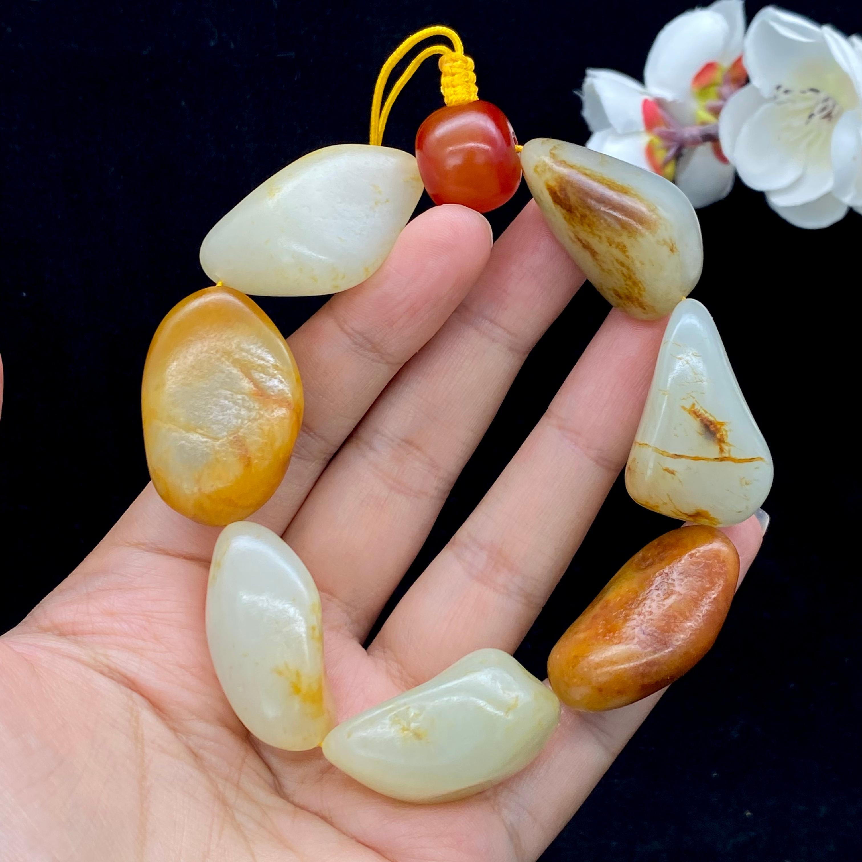 和田玉红皮籽料【精品手串】（118g）