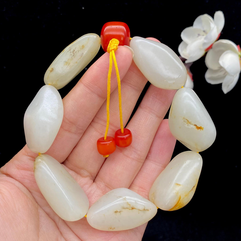 和田玉洒金皮籽料【精品手串】（78.9g）