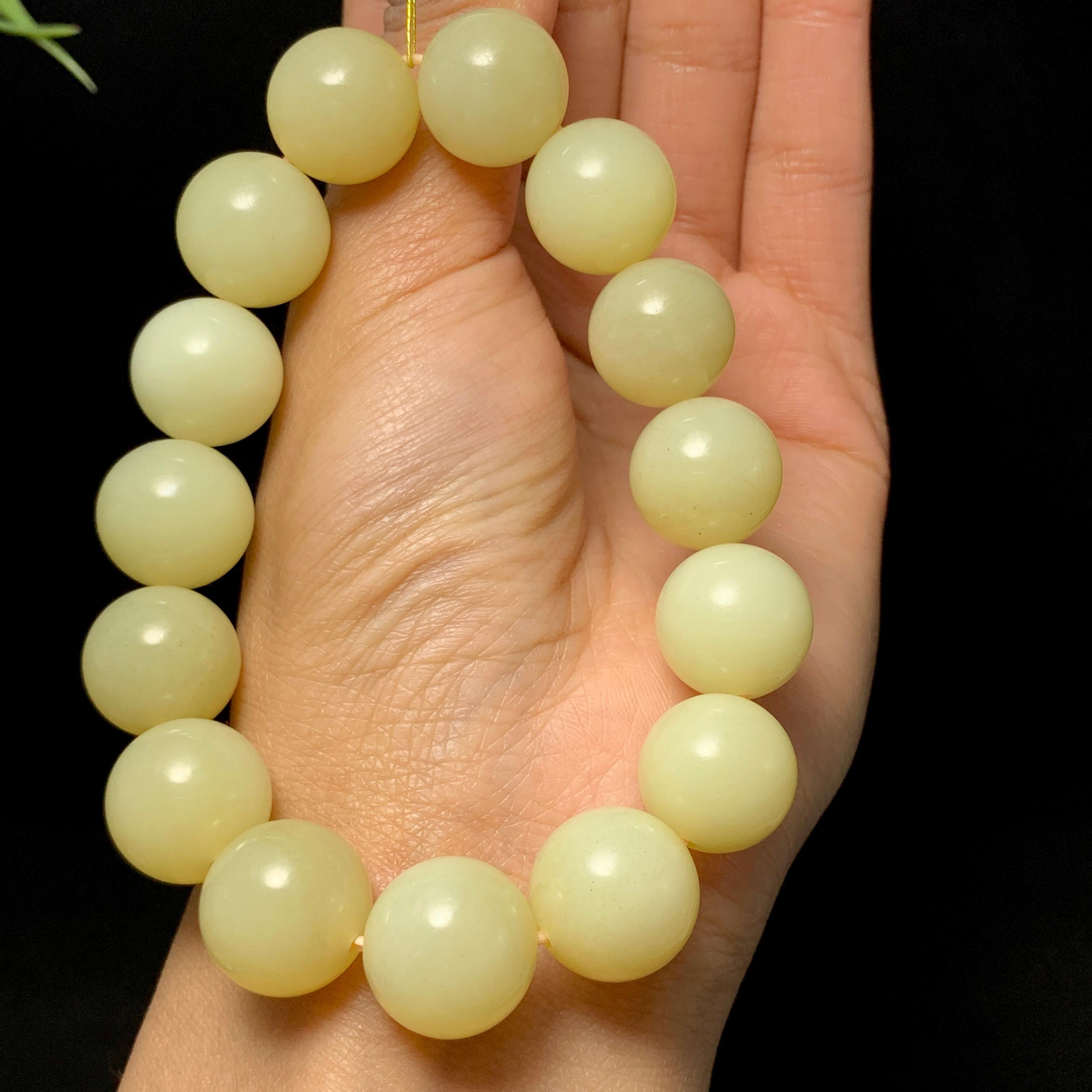 精品和田黄口圆珠手串（72.5g）
