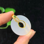18k金羊脂白玉吊坠01023079（8.1g）