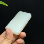 和田山料羊脂白玉无事牌挂件（88.8g）