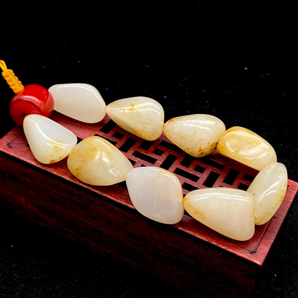 和田玉洒金皮【精品手串】（56.3g）