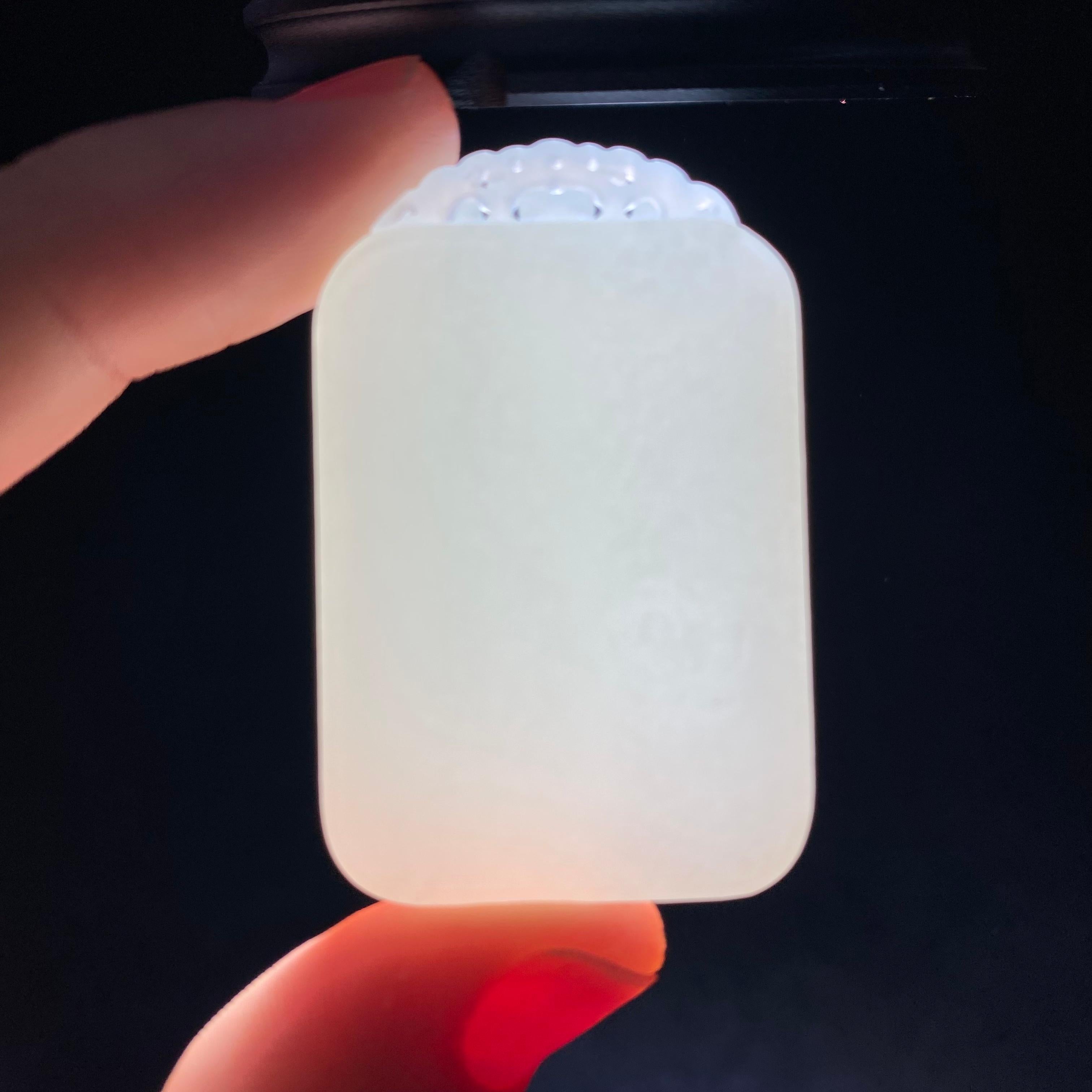 和田玉羊脂白玉平安无事牌（21.4g）