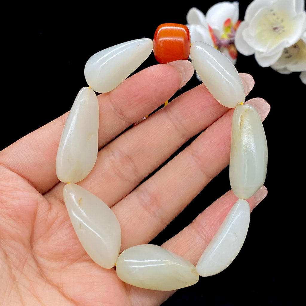 和田玉白玉籽料【精品手串】（55.5g）