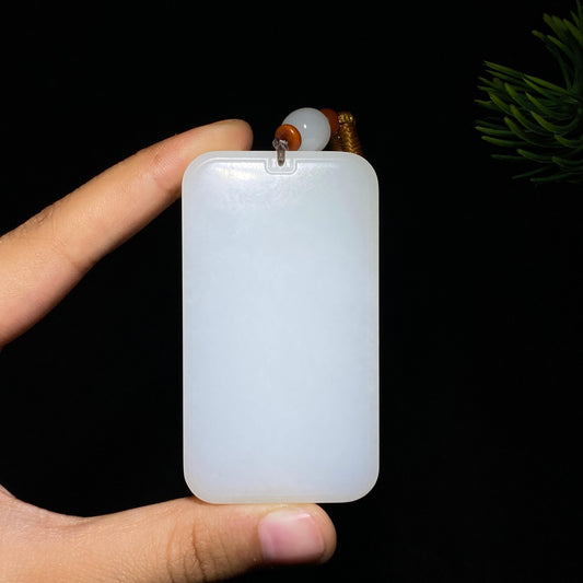和田玉白玉无事牌（77.7g）