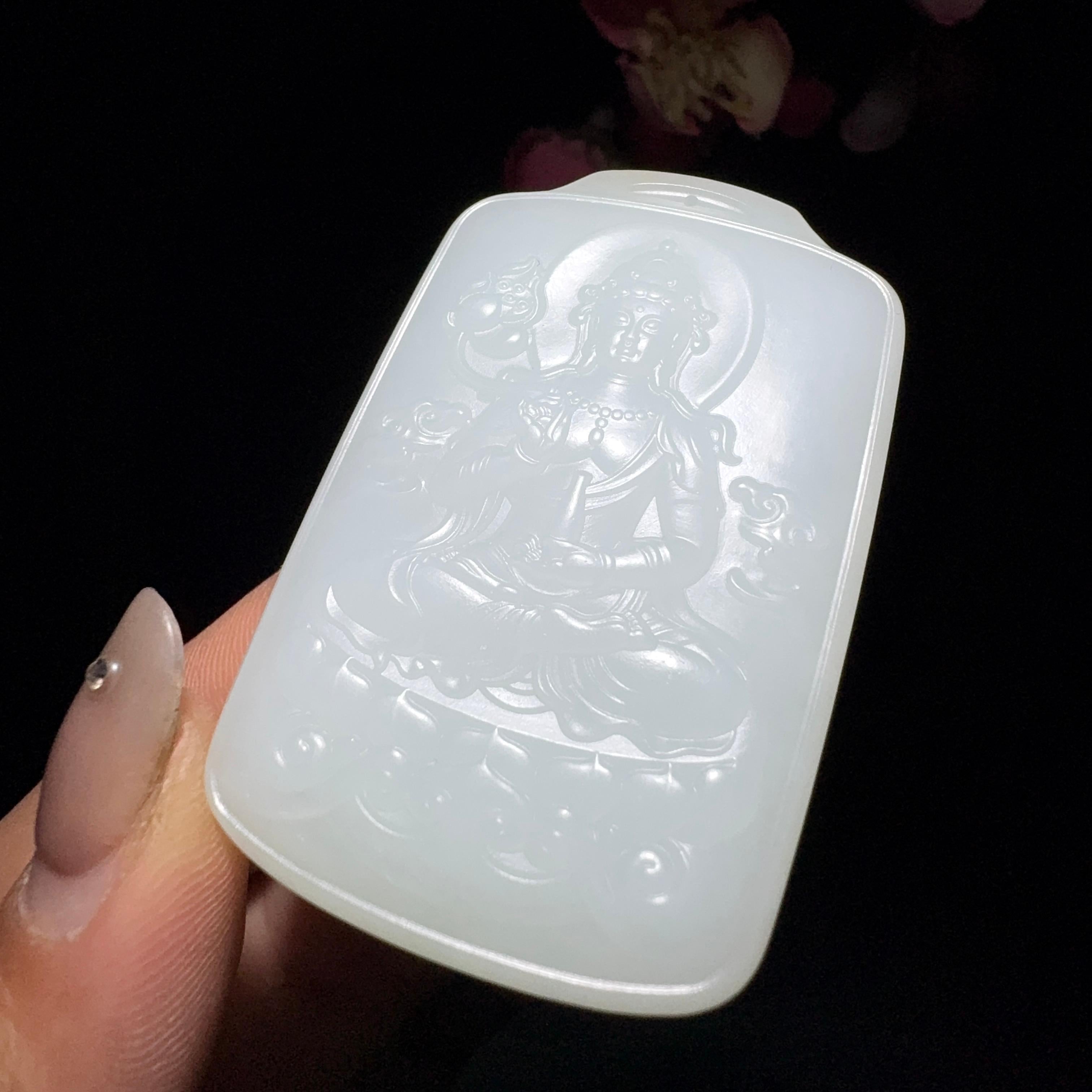 和田玉白玉莲花观音（56.2g）