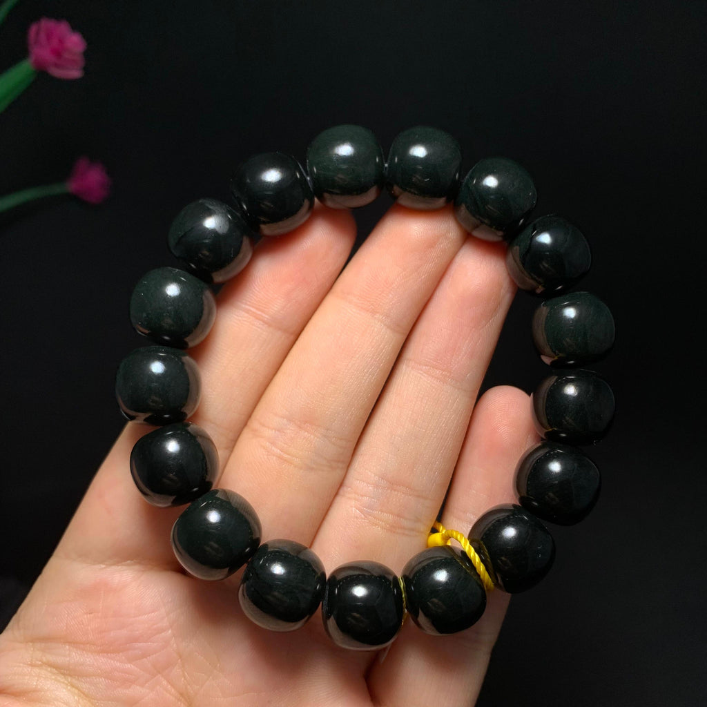 和田山料黑青老型珠手串（62.1g）