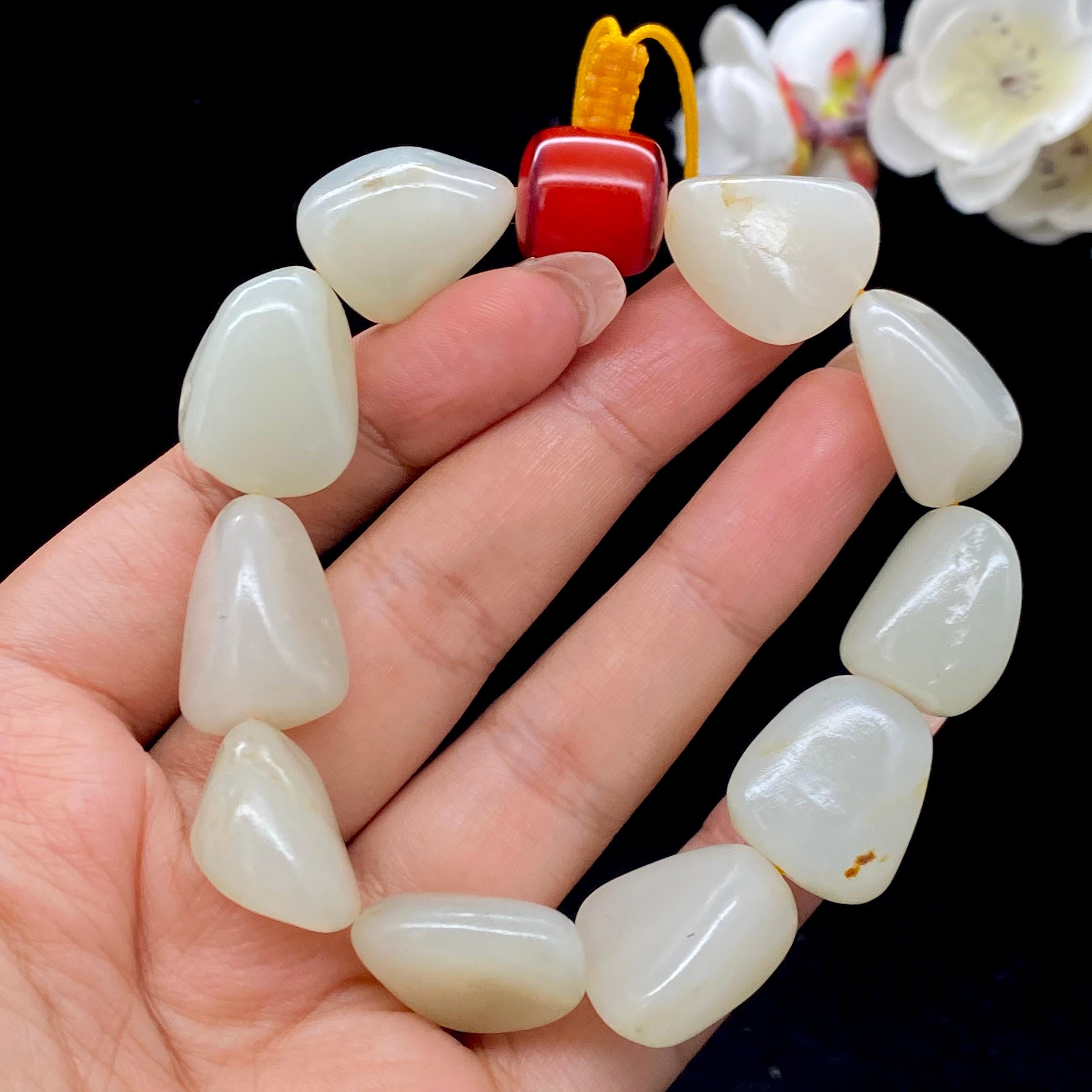 和田玉白玉籽料【精品手串】（51.3g）
