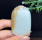 和田玉且末糖白地藏王菩萨平安牌（58.6g）