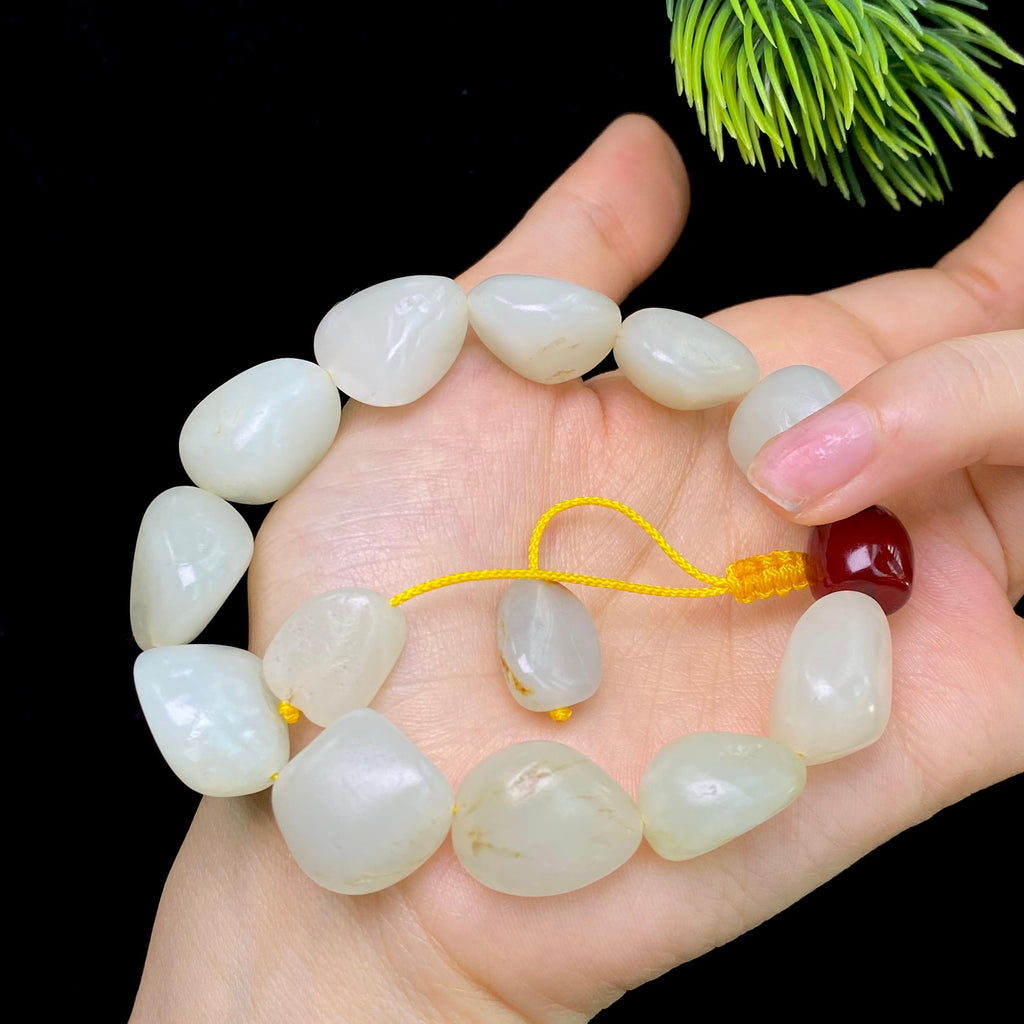 和田玉洒金皮白肉籽料手串（63.0g）