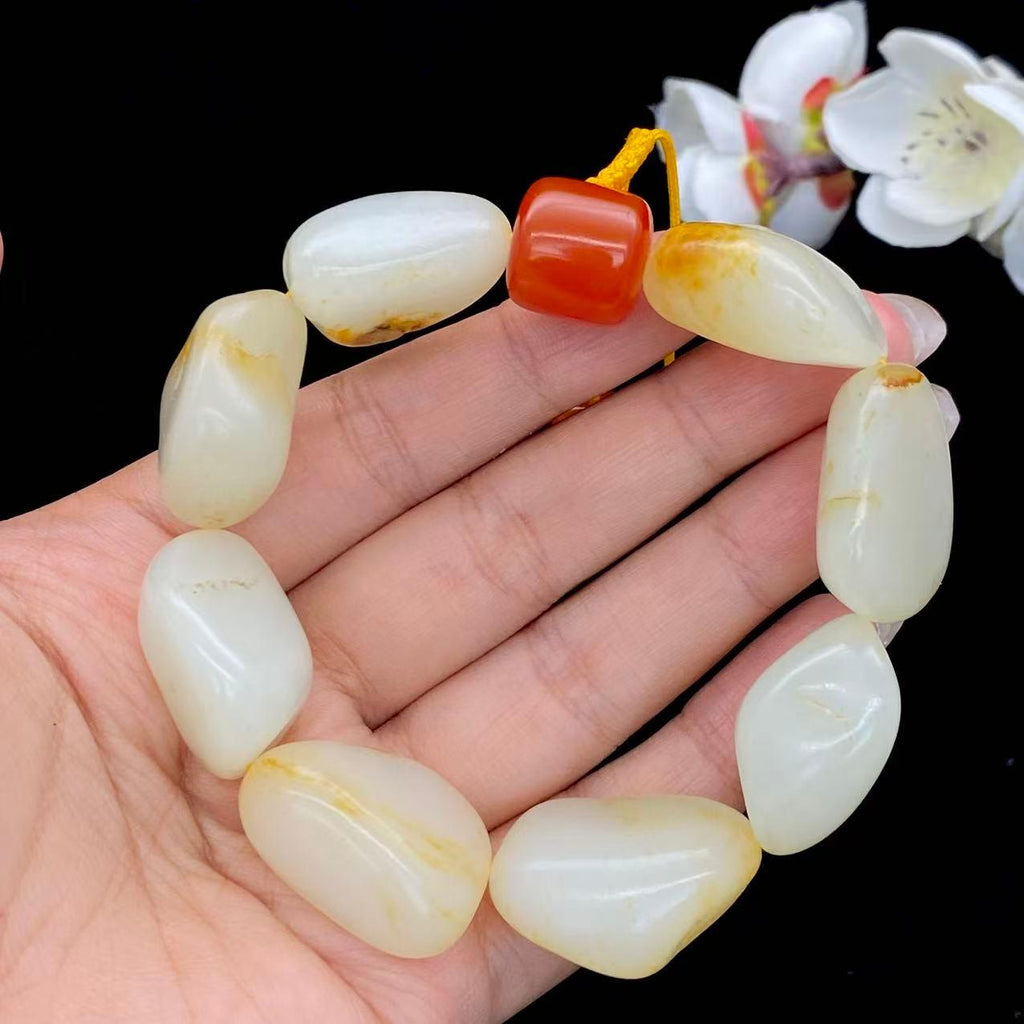 和田玉洒金皮籽料【精品手串】（103.9g）