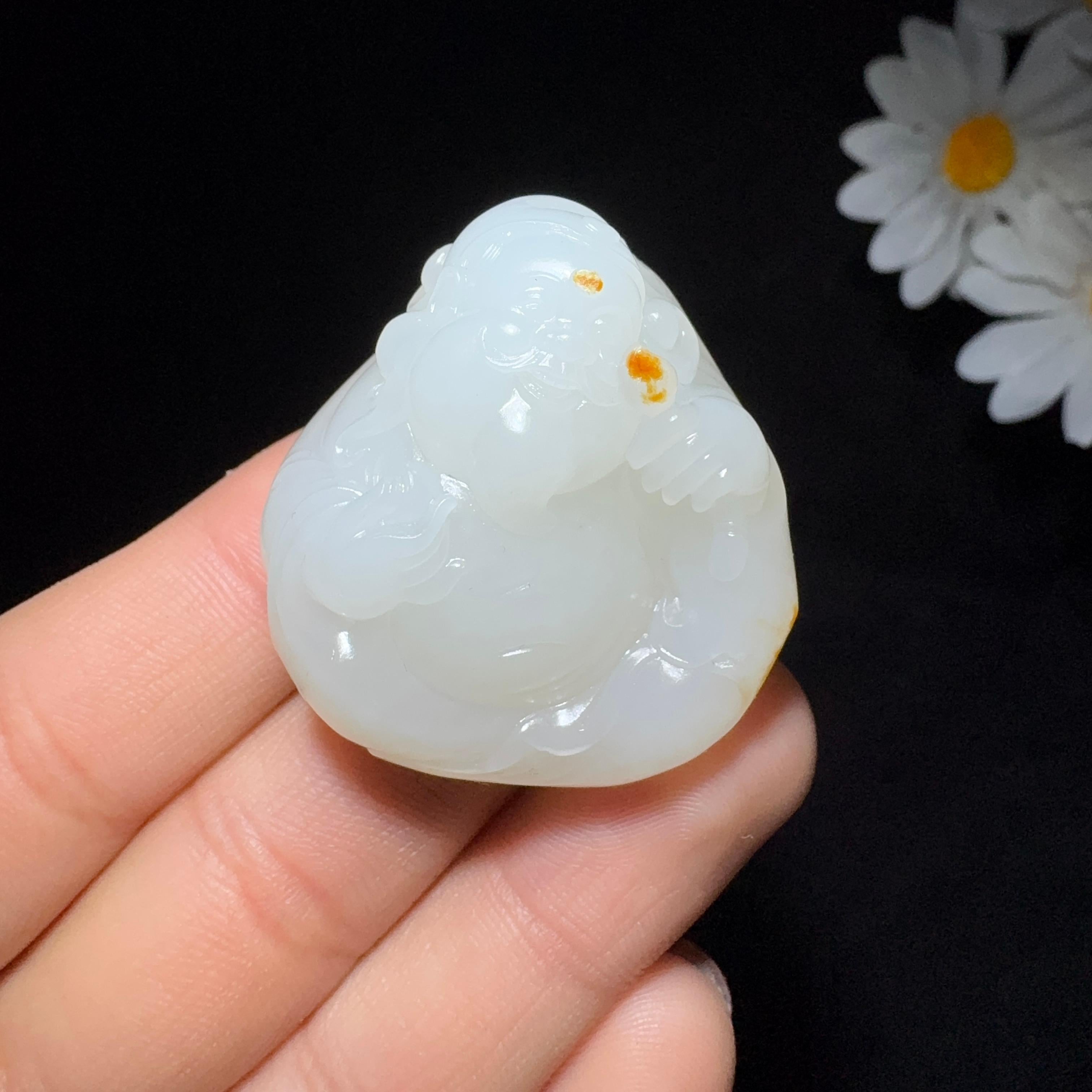 和田玉籽料羊脂财务挂件财神（35.1g）