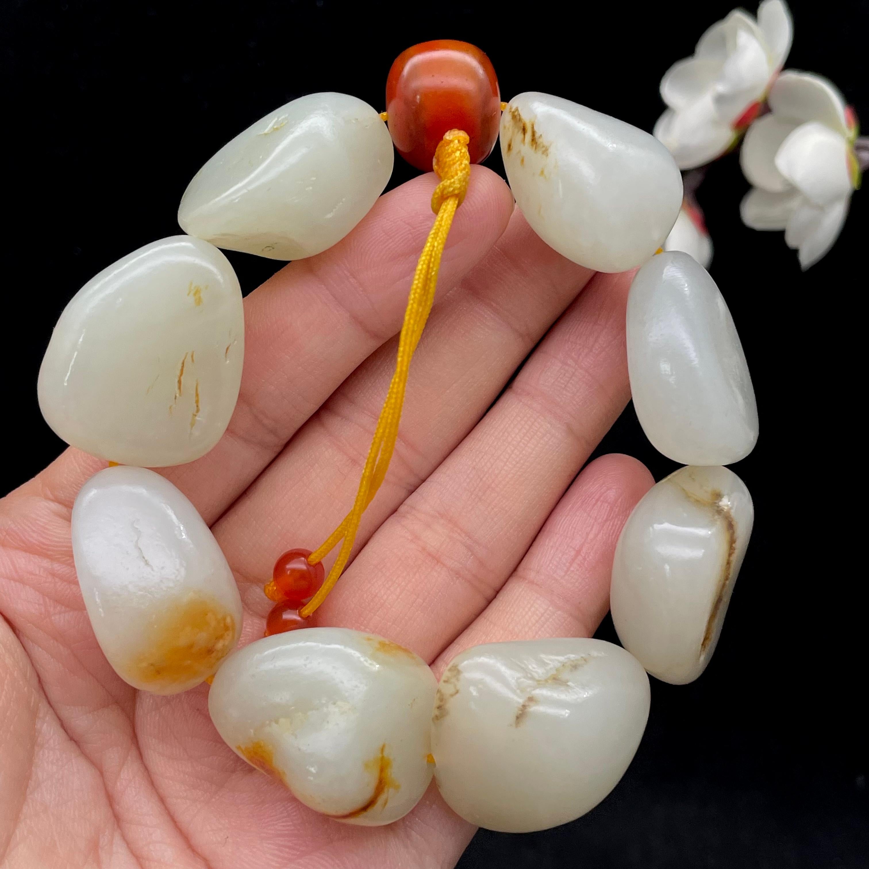 和田玉黄皮籽料【精品手串】（104.9g）